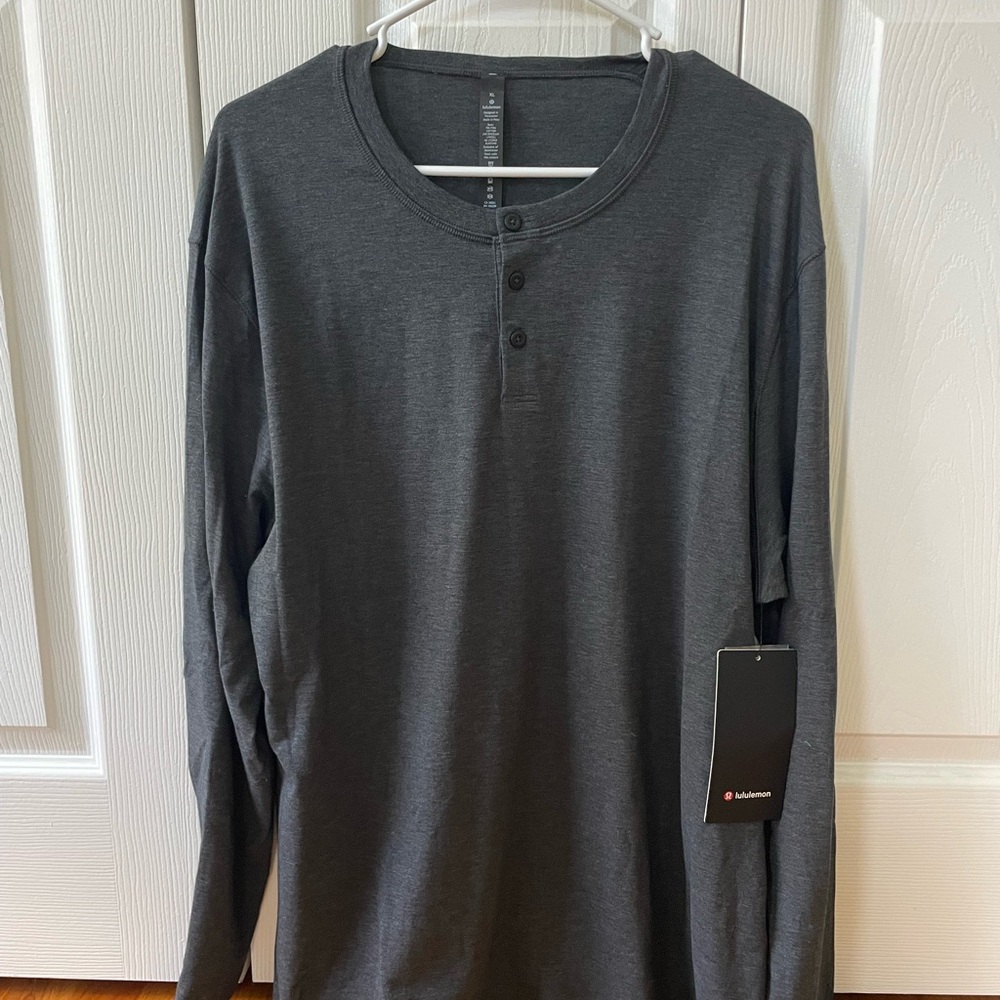 Lululemon Basic Grey Henley Long Sleeve